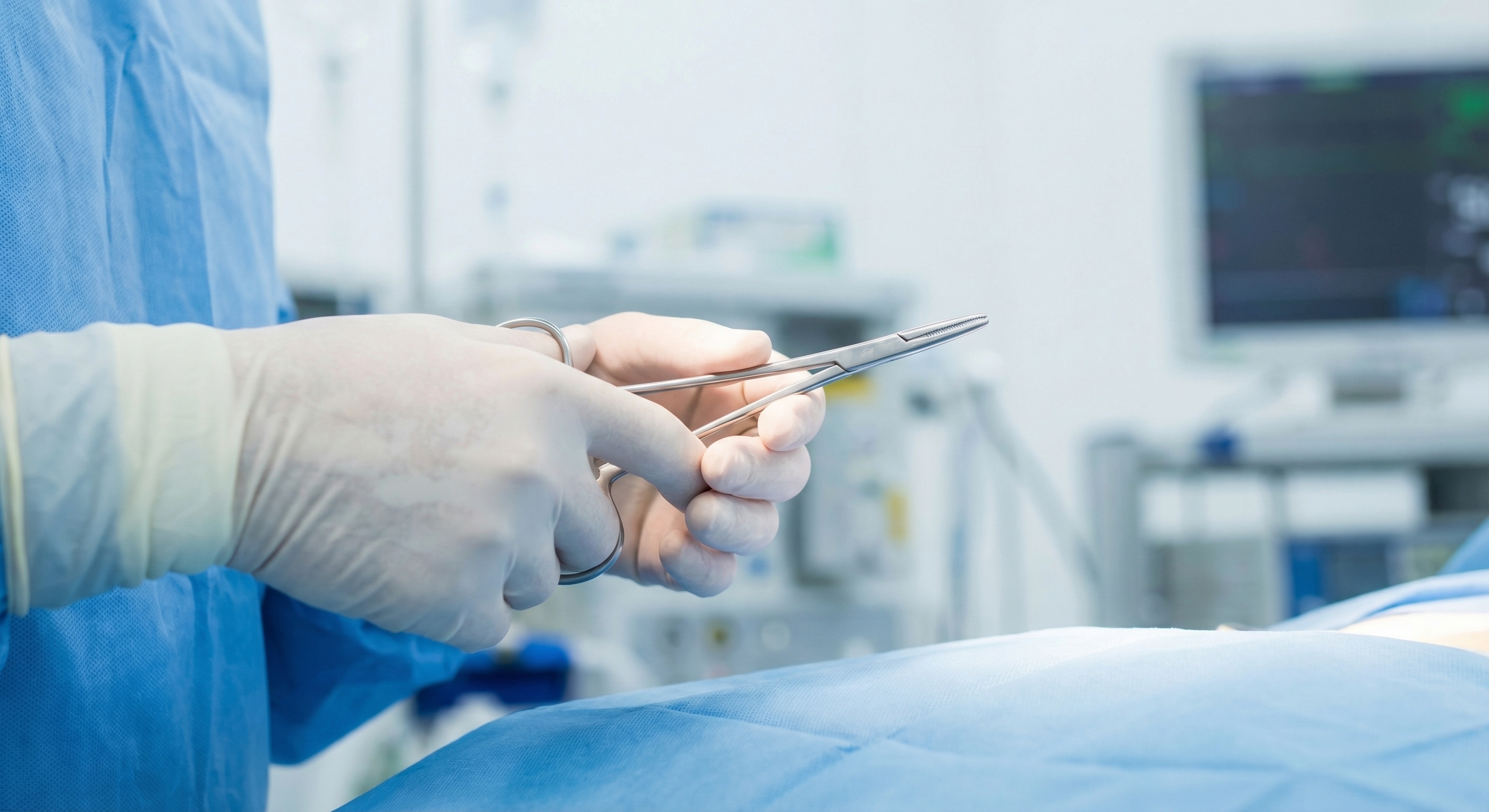Medical professional with sterile gloves